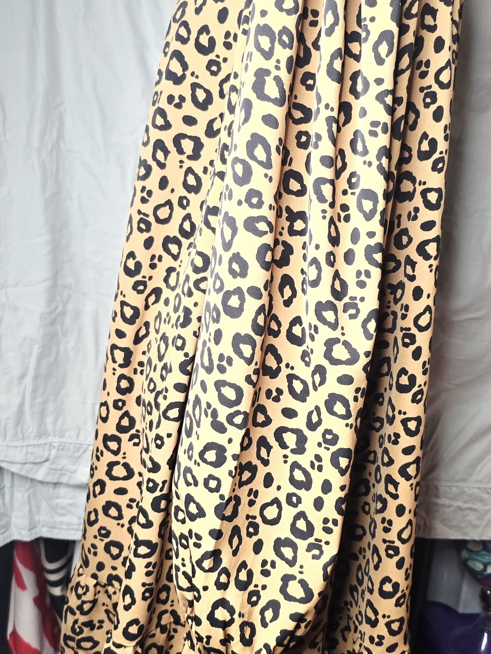 Leopard Print Midi Dress - Beige/Black